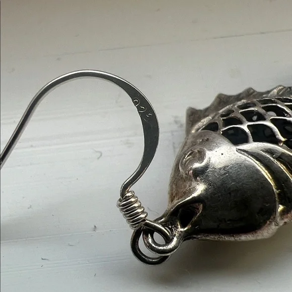 Silver Fish Earrings - Picture 3 of 3